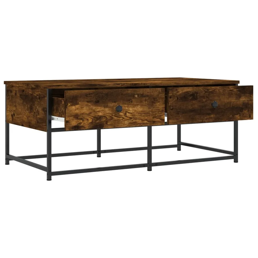 Table basse chêne fumé 100x51x40 cm bois d'ingénierie - 5