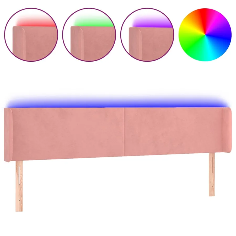 Tête de lit à LED Rose 183x16x78/88 cm Velours - 2