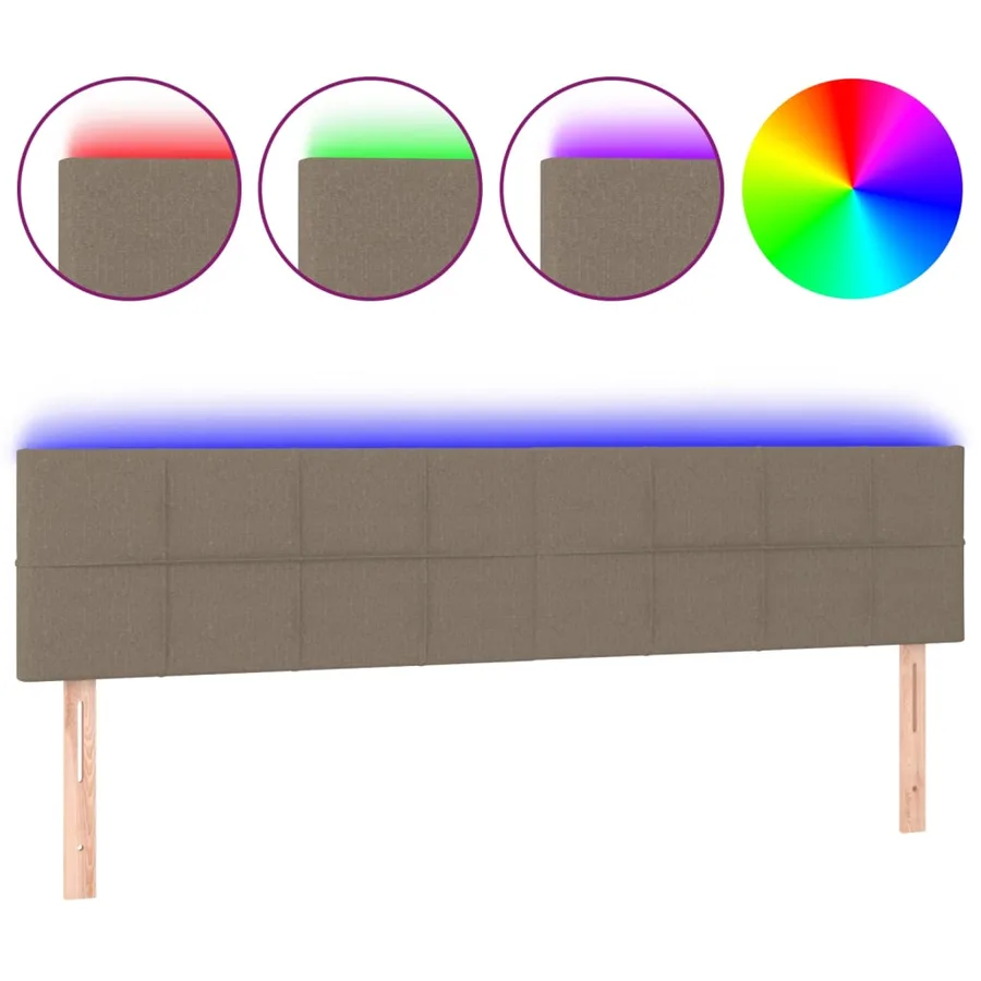 Tête de lit à LED Taupe 200x5x78/88 cm Tissu - 2