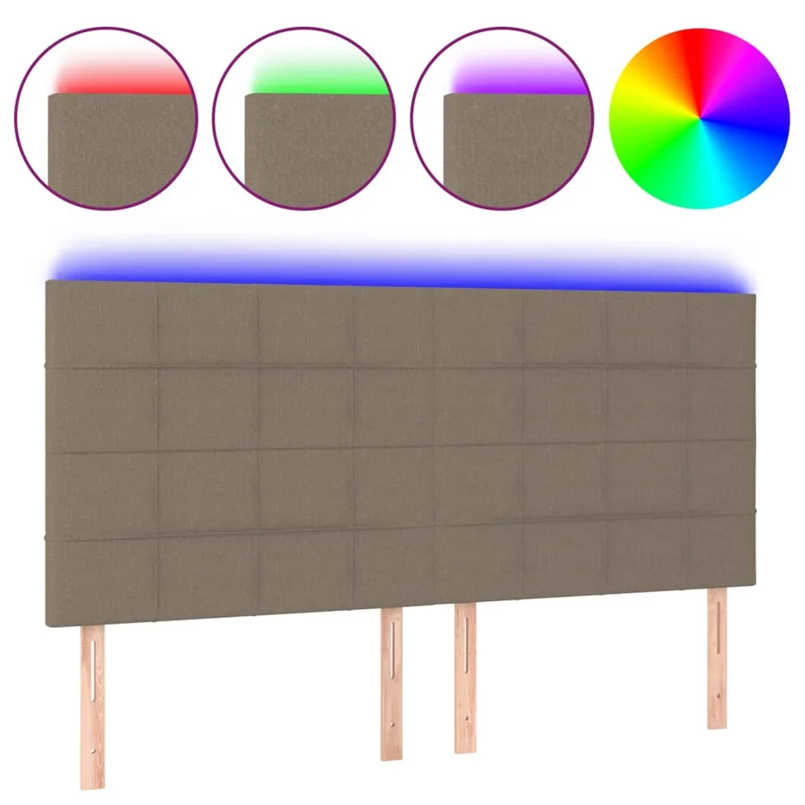 Tête de lit à LED Taupe 200x5x118/128 cm Tissu - 2
