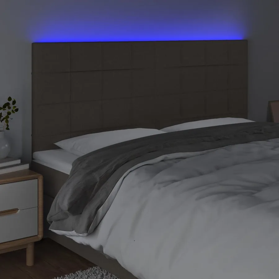 Tête de lit à LED Taupe 200x5x118/128 cm Tissu - 3