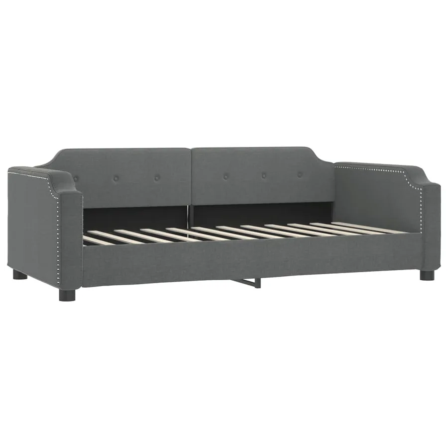 Lit de jour avec matelas gris foncé 90x200 cm tissu - 3