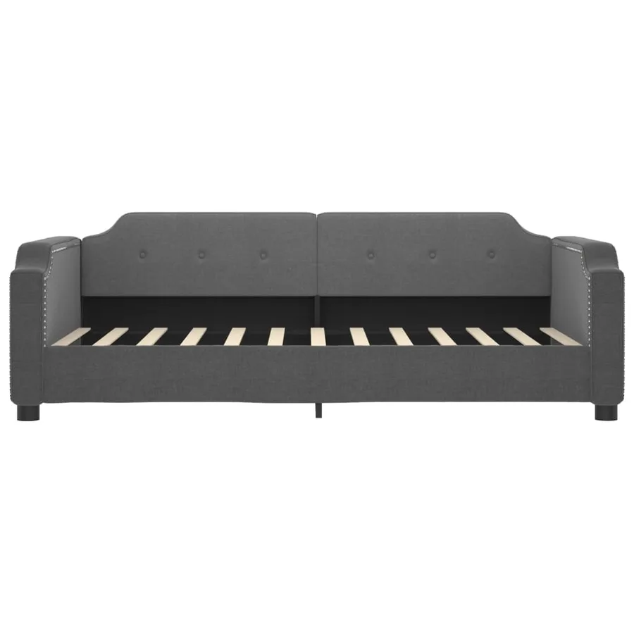 Lit de jour avec matelas gris foncé 90x200 cm tissu - 4