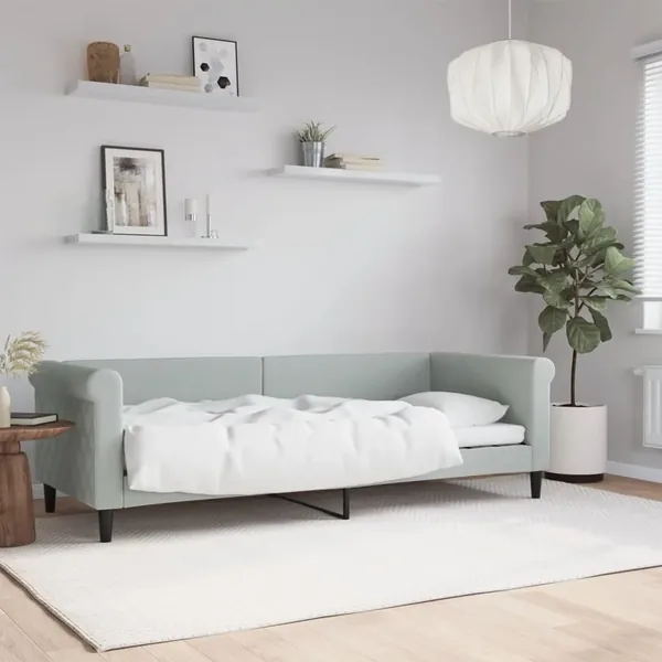 Lit de repos sans matelas gris clair 80x200 cm velours