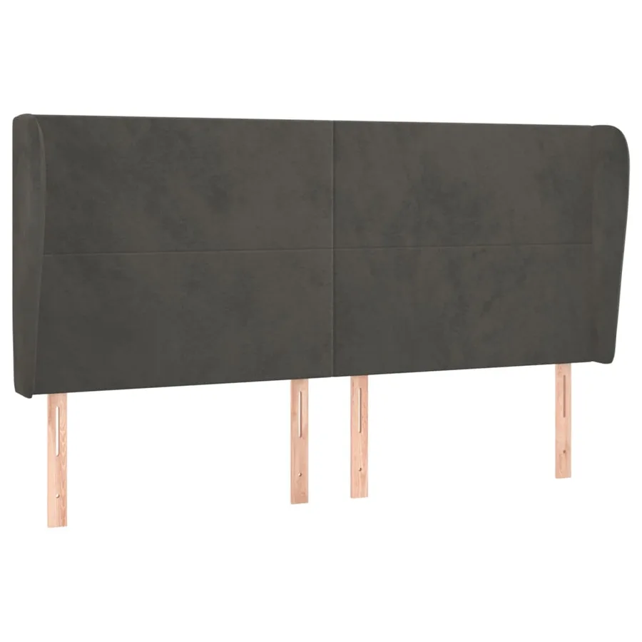 Tête de lit avec oreilles Gris foncé 203x23x118/128 cm Velours - 2