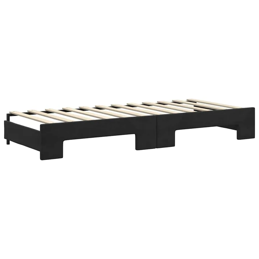 Lit de jour avec lit gigogne et matelas noir 80x200 cm velours - 5