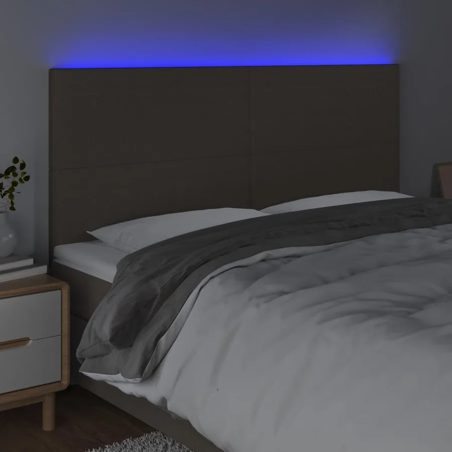 Tête de lit à LED Taupe 180x5x118/128 cm Tissu - 3