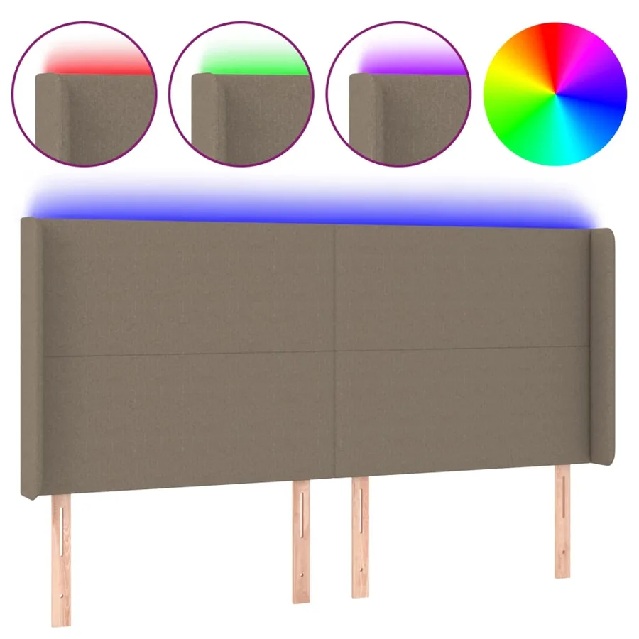 Tête de lit à LED Taupe 183x16x118/128 cm Tissu - 2