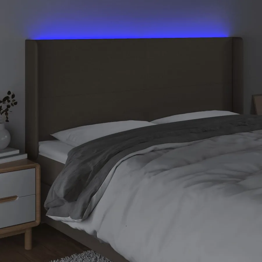 Tête de lit à LED Taupe 183x16x118/128 cm Tissu - 4