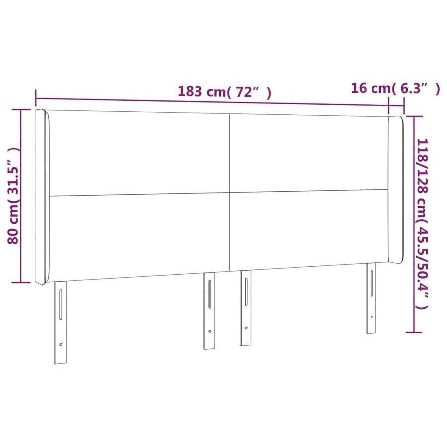 Tête de lit à LED Taupe 183x16x118/128 cm Tissu - 6