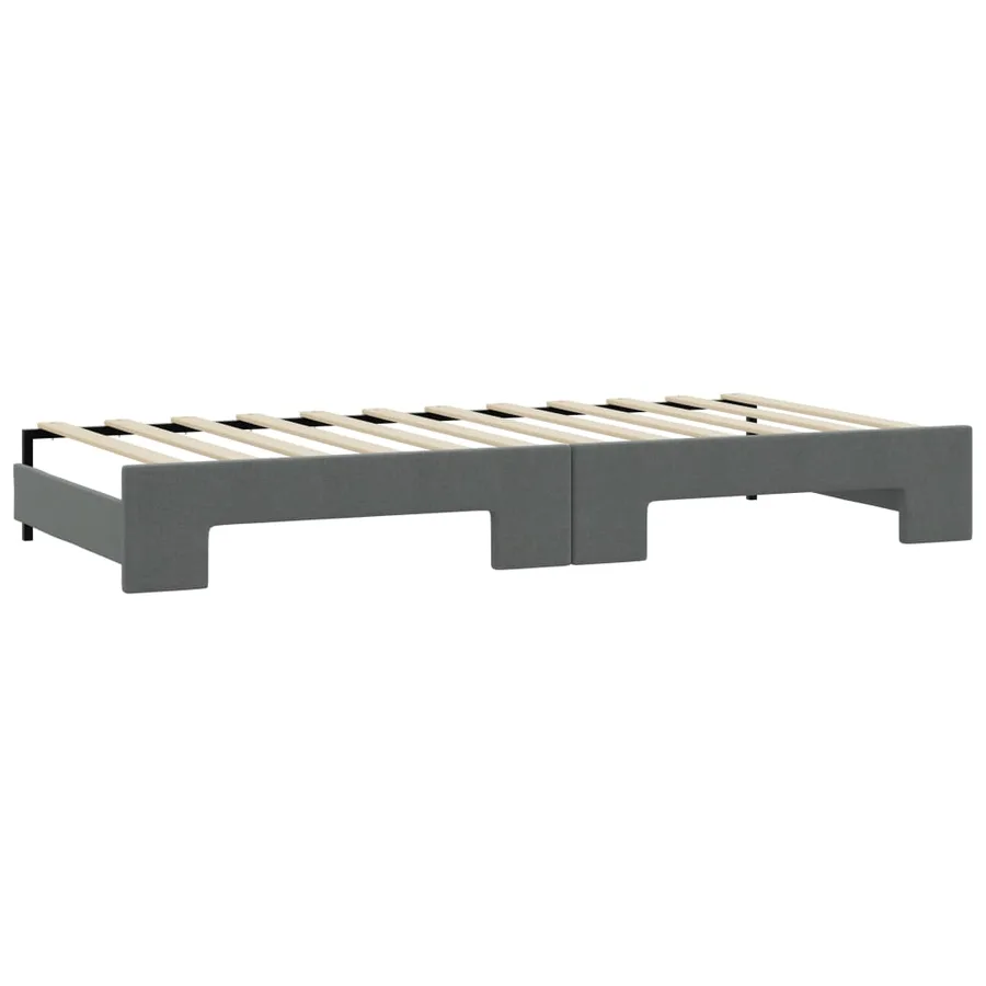 Lit de jour avec gigogne et matelas gris foncé 80x200 cm tissu - 5