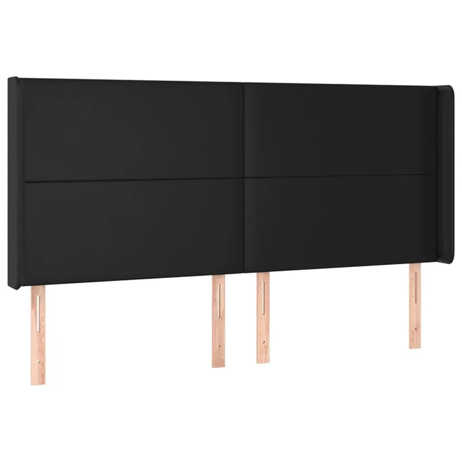 Tête de lit avec oreilles Noir 183x16x118/128 cm Similicuir - 2