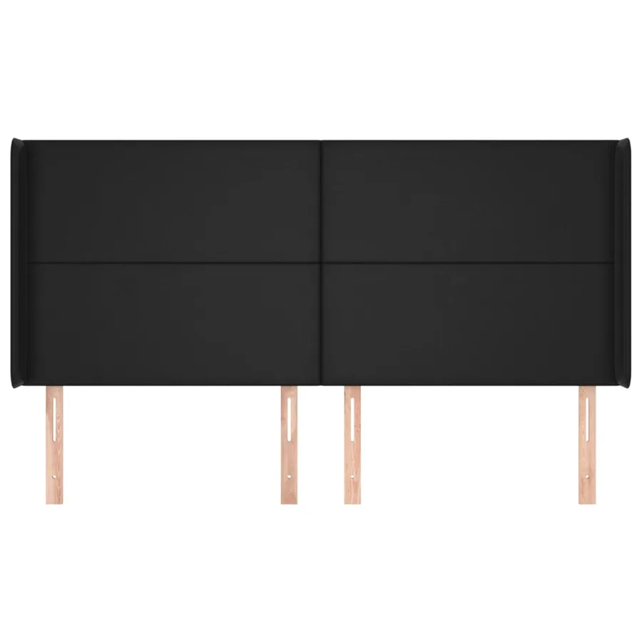 Tête de lit avec oreilles Noir 183x16x118/128 cm Similicuir - 3