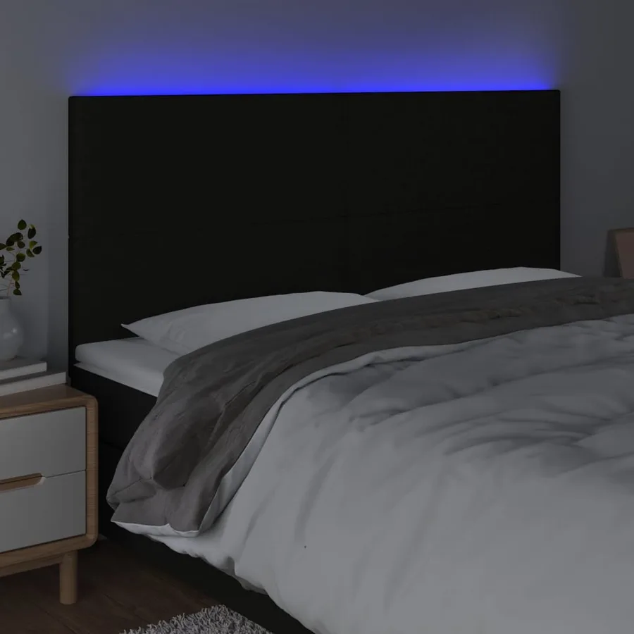 Tête de lit à LED Noir 180x5x118/128 cm Tissu - 3