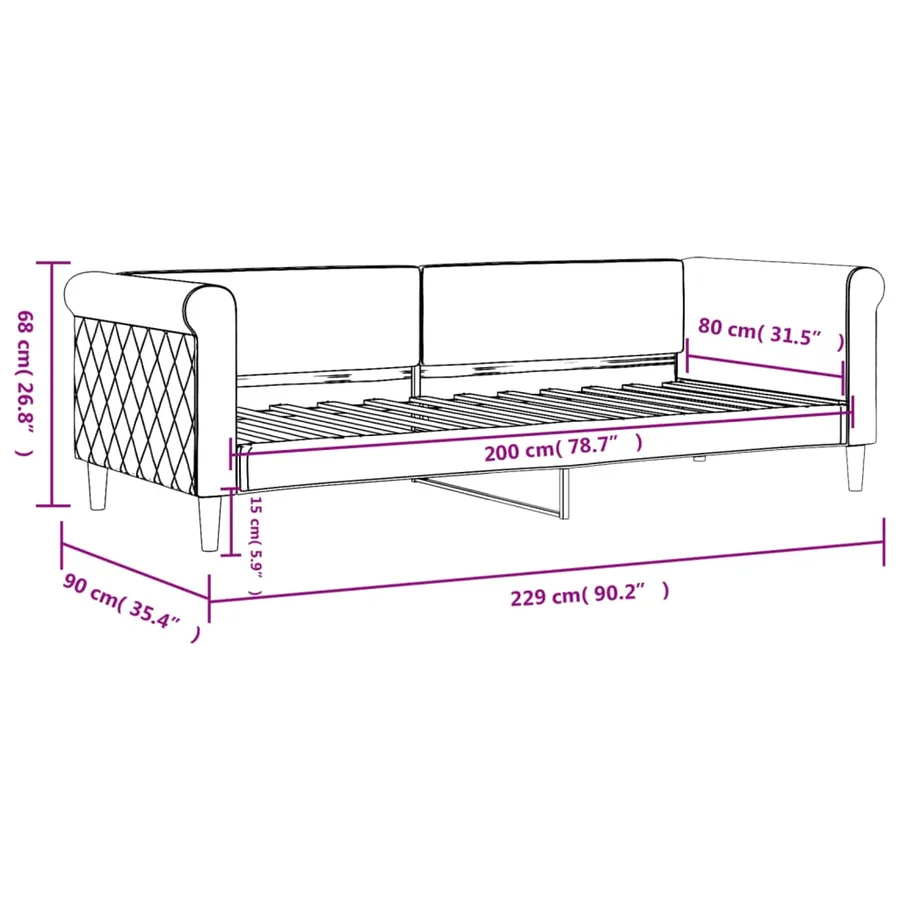 Lit de repos sans matelas rose 80x200 cm velours - 8