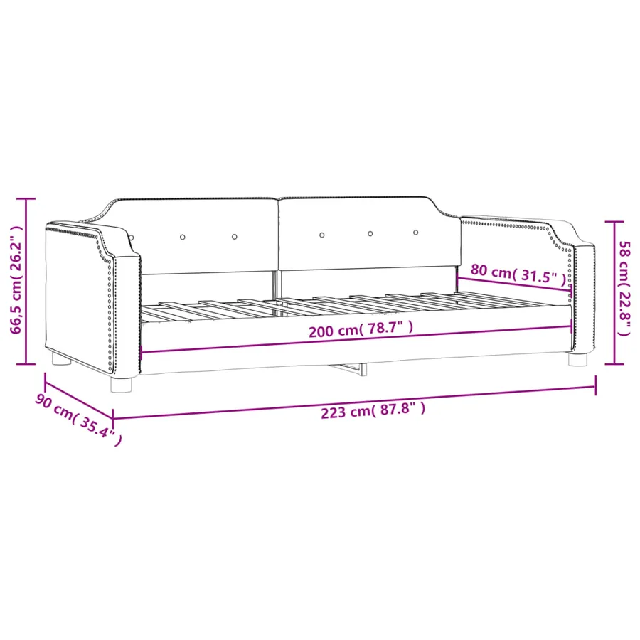 Lit de repos sans matelas gris clair 80x200 cm tissu - 8