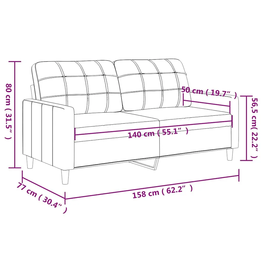 Canapé à 2 places Gris clair 140 cm Tissu - 8