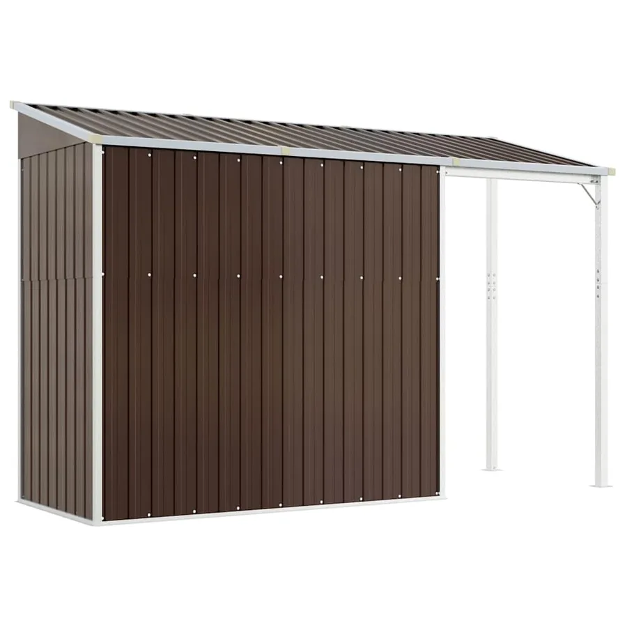 Abri de jardin avec toit prolongé marron 277x107x181 cm acier - 6