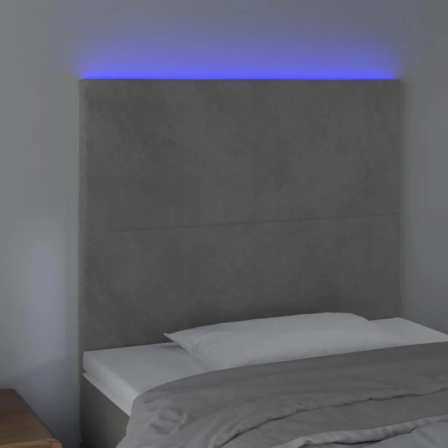 Tête de lit à LED Gris clair 80x5x118/128 cm Velours - 3