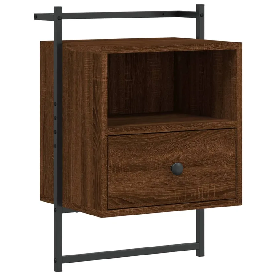 Table de chevet murale chêne brun 40x30x61 cm bois d'ingénierie - 2