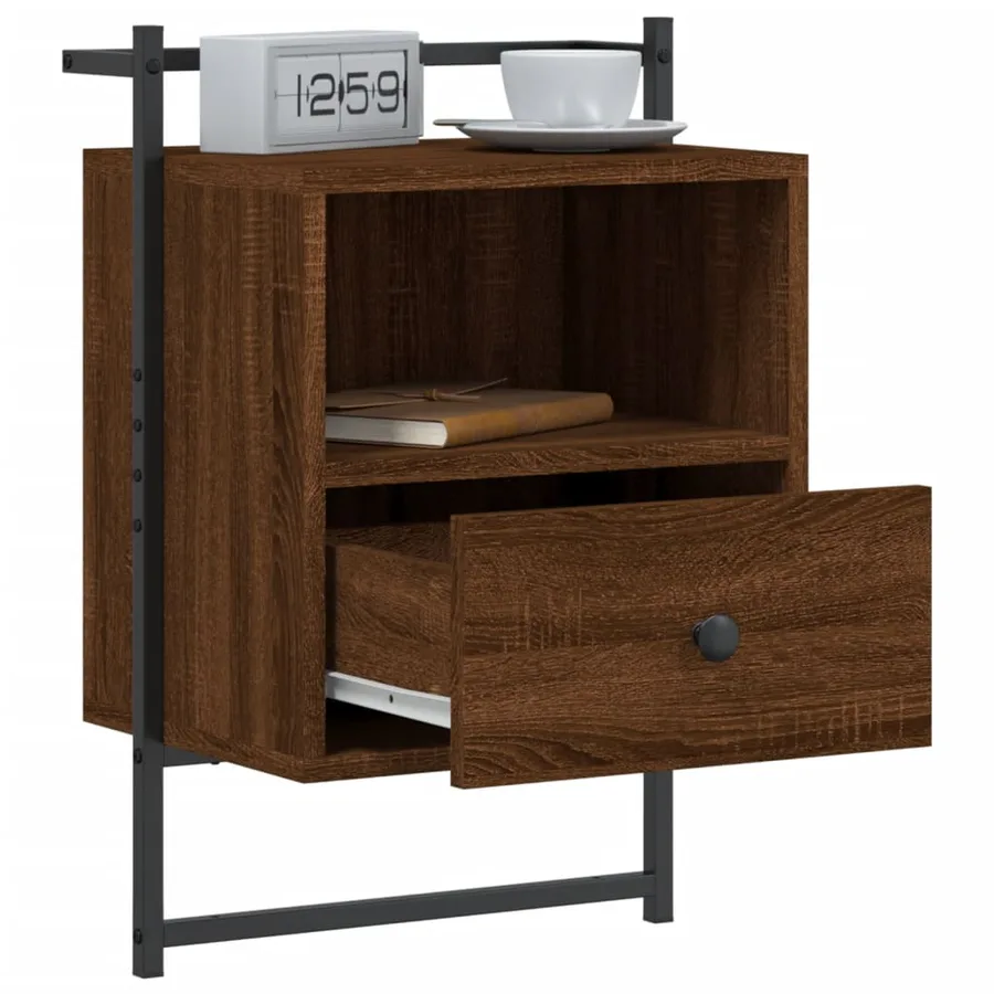 Table de chevet murale chêne brun 40x30x61 cm bois d'ingénierie - 4