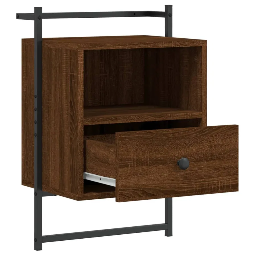 Table de chevet murale chêne brun 40x30x61 cm bois d'ingénierie - 5