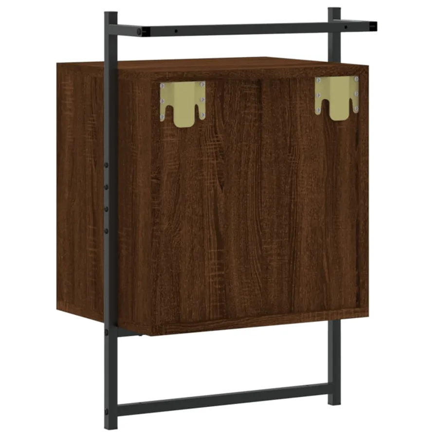 Table de chevet murale chêne brun 40x30x61 cm bois d'ingénierie - 8