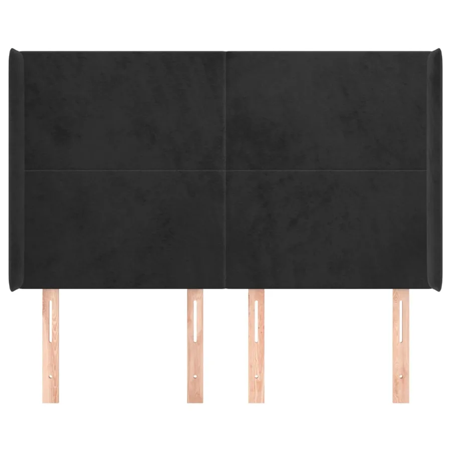 Tête de lit avec oreilles Noir 147x16x118/128 cm Velours - 3