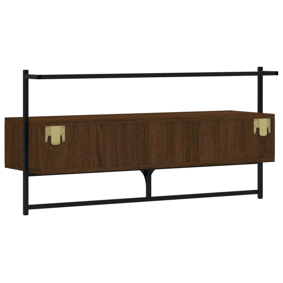Meuble TV mural chêne marron 100,5x30x51 cm bois d'ingénierie - 8