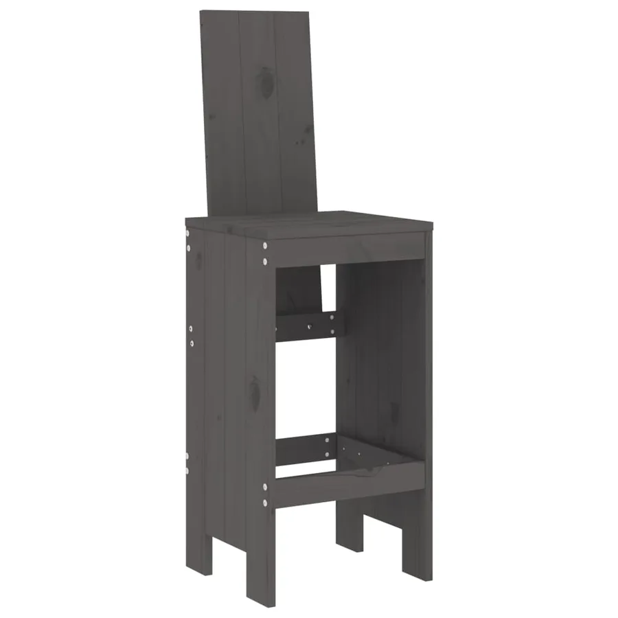 Ensemble de bar de jardin 5 pcs gris bois de pin massif - 4