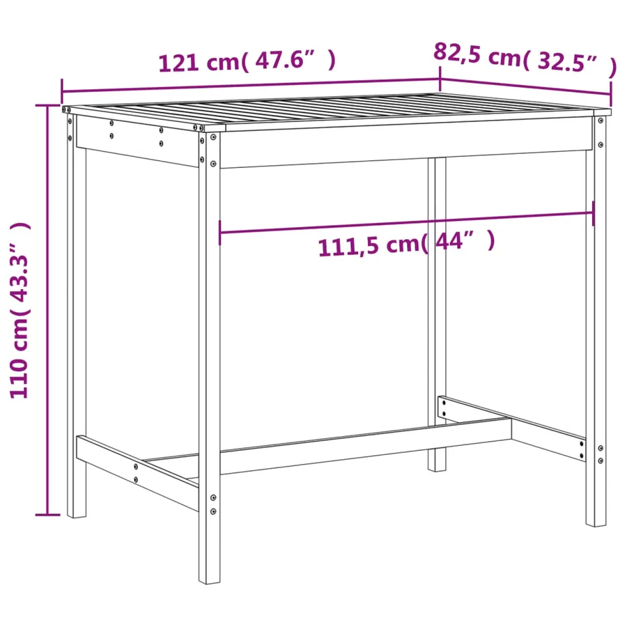 Ensemble de bar de jardin 5 pcs gris bois de pin massif - 9