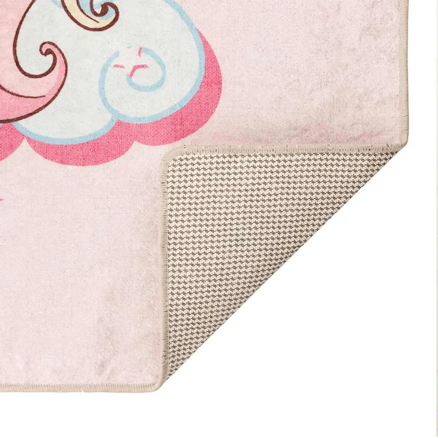 Tapis enfants rose 160x230 cm licorne lavable - 4