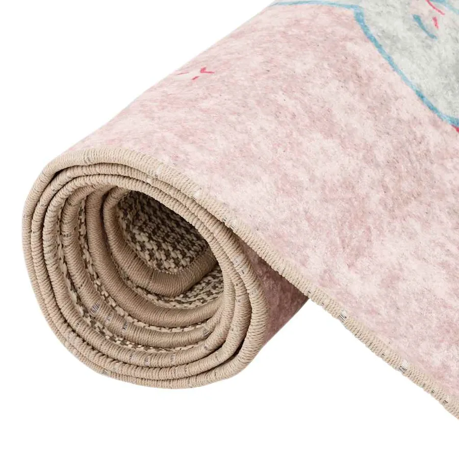 Tapis enfants rose 160x230 cm licorne lavable - 5
