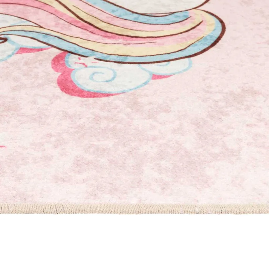 Tapis enfants rose 160x230 cm licorne lavable - 6