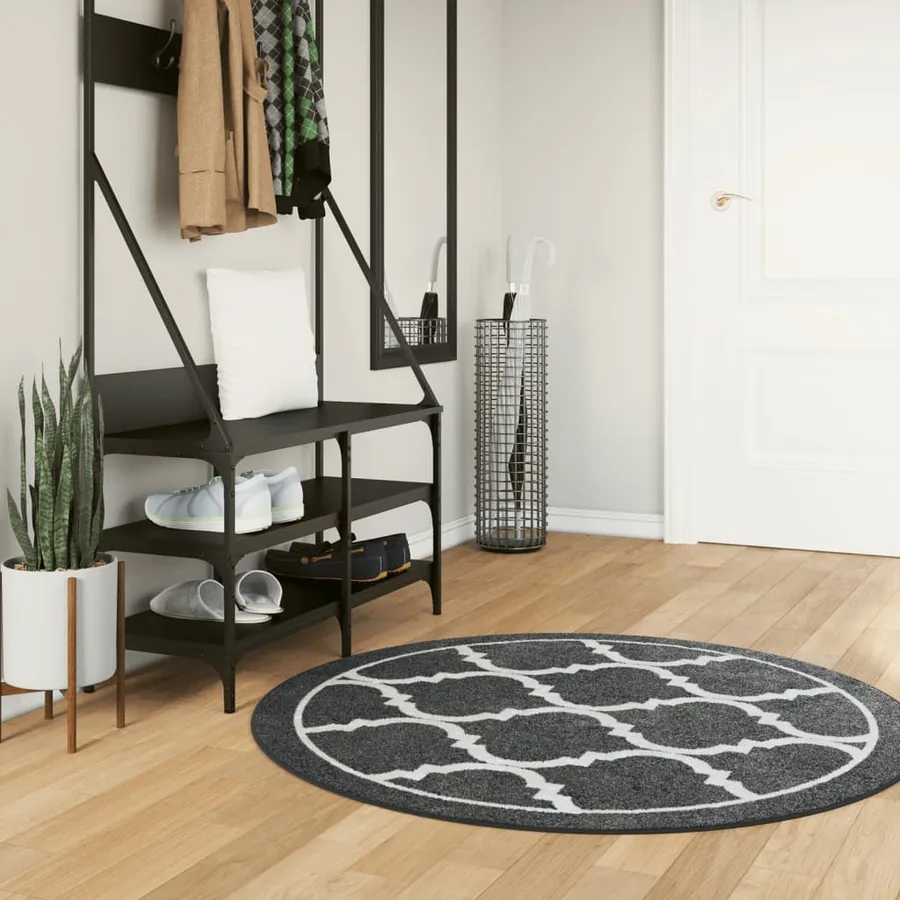 Tapis lavable noir et blanc Ø 120 cm