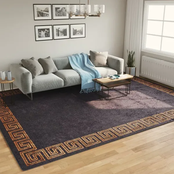 Tapis lavable noir et doré 400x300 cm