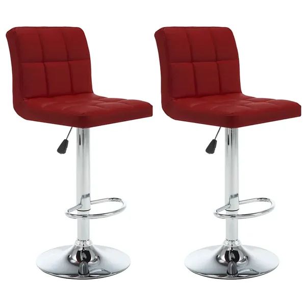 Tabourets de bar lot de 2 rouge bordeaux similicuir