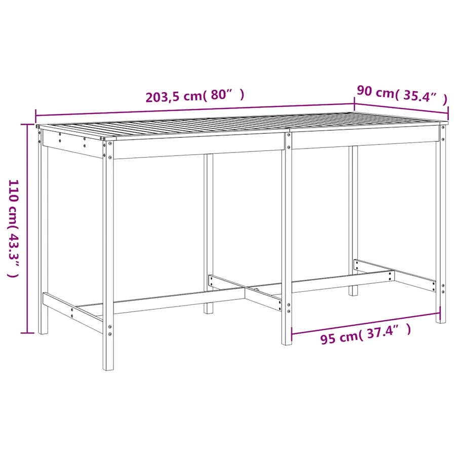 Ensemble de bar de jardin 9 pcs gris bois de pin massif - 9
