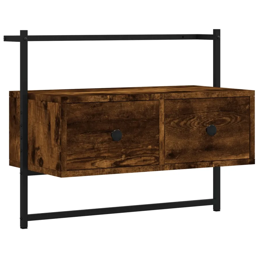 Meuble TV mural chêne fumé 60,5x30x51 cm bois d'ingénierie - 2