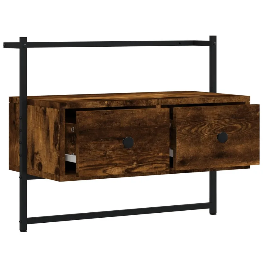 Meuble TV mural chêne fumé 60,5x30x51 cm bois d'ingénierie - 5