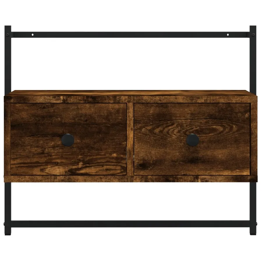 Meuble TV mural chêne fumé 60,5x30x51 cm bois d'ingénierie - 6