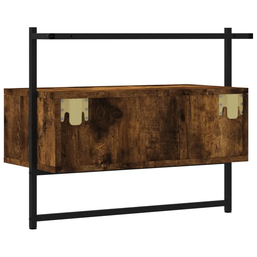Meuble TV mural chêne fumé 60,5x30x51 cm bois d'ingénierie - 7