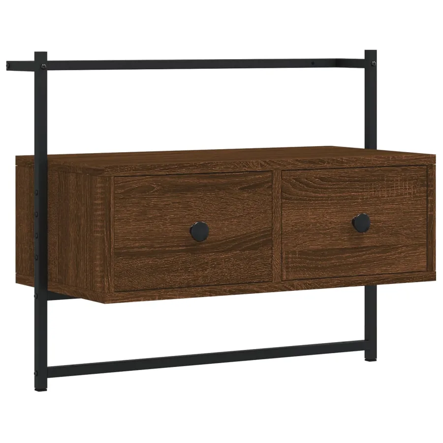 Meuble TV mural chêne marron 60,5x30x51 cm bois d'ingénierie - 2