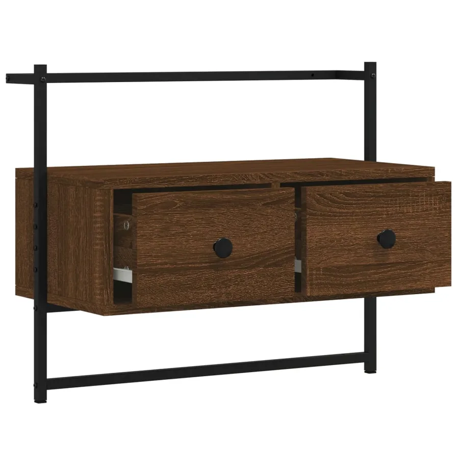 Meuble TV mural chêne marron 60,5x30x51 cm bois d'ingénierie - 5