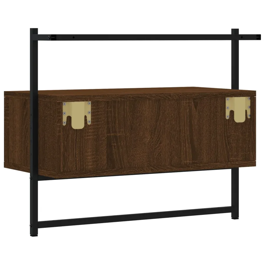Meuble TV mural chêne marron 60,5x30x51 cm bois d'ingénierie - 7