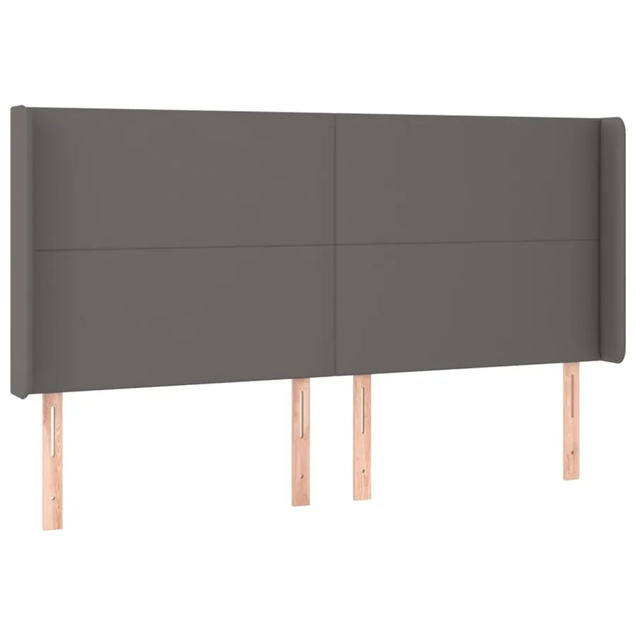 Tête de lit avec oreilles Gris 163x16x118/128 cm Similicuir - 2