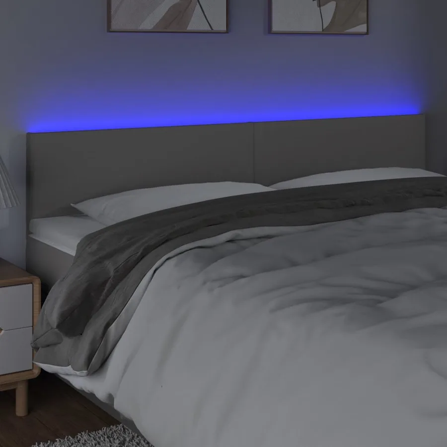 Tête de lit à LED Gris 160x5x78/88 cm Similicuir - 3