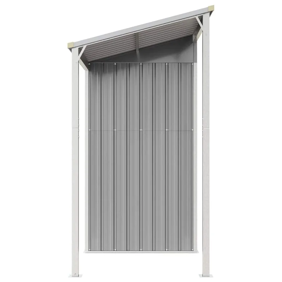 Abri de jardin avec toit allongé gris clair 277 x 107 x 181 cm en Métal - 5