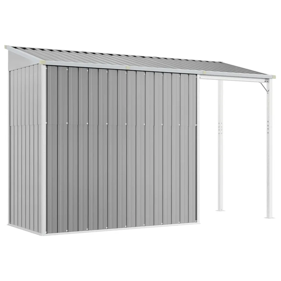 Abri de jardin avec toit allongé gris clair 277 x 107 x 181 cm en Métal - 6