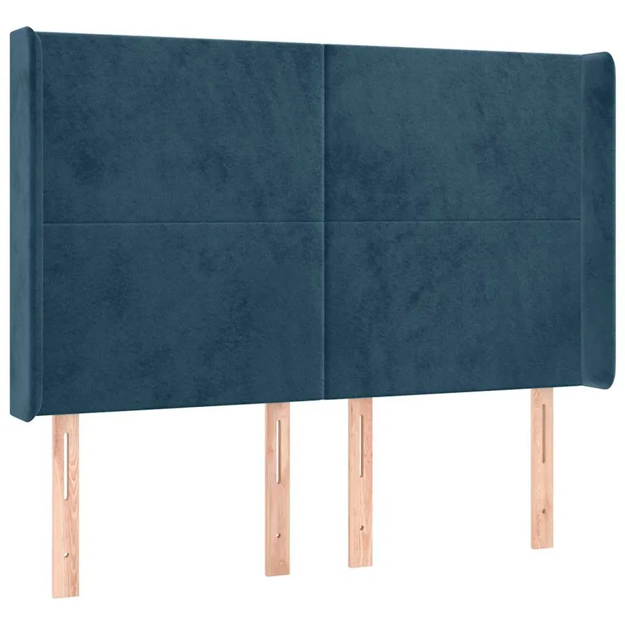 Tête de lit avec oreilles Bleu foncé 147x16x118/128 cm Velours - 2